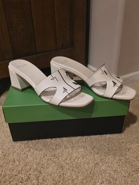 kate spadeLeather Block Heel Mules